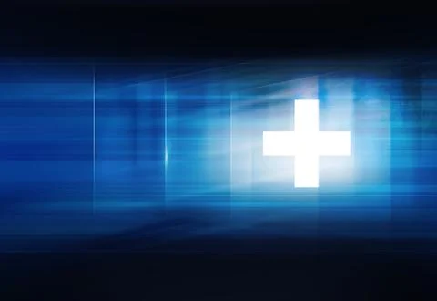 White plus symbol in front of blue background Concept Series Иллюстрация