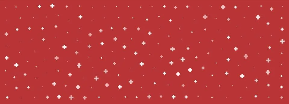White plus symbols of different sizes and opacity on red background. Abstract Stock Illustration