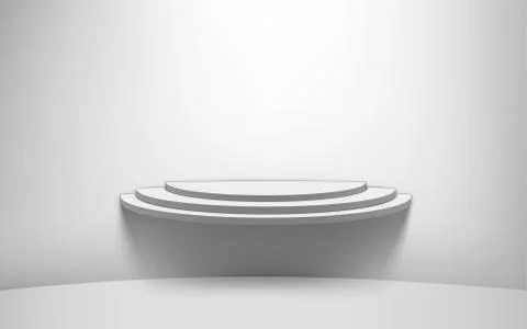 White podium and spotlight in the studio room Stock Illustration
