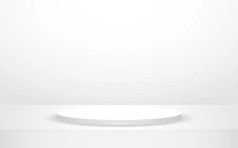 White podium background. 3d stage with soft shadow. Realistic studio platfo.. Stock Illustration