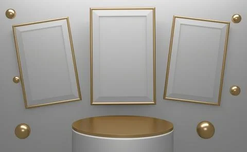 White podium on background abstract minimal style. 3D rendering Stock-Illustration