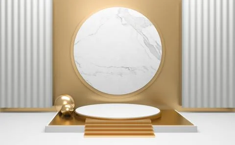 White podium on background abstract minimal style. 3D rendering Stock Illustration