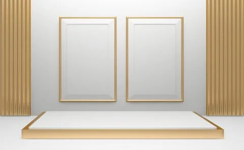 White podium on background abstract minimal style. 3D rendering Stock Illustration