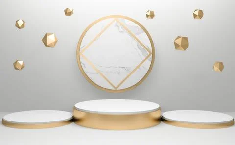 White podium on background abstract minimal style. 3D rendering Stock Illustration