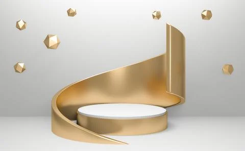 White podium on background abstract minimal style. 3D rendering Stock Illustration