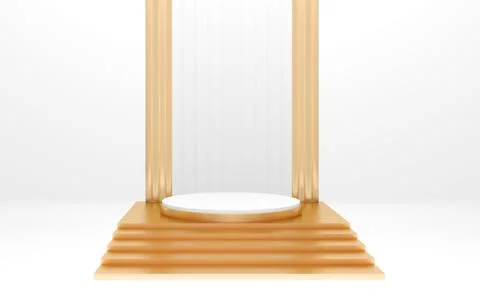 White podium on background abstract minimal style. 3D rendering Stock Illustration