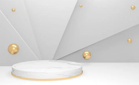 White podium on background abstract minimal style. 3D rendering Stock Illustration