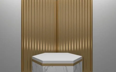 White podium on background abstract minimal style. 3D rendering Stock Illustration
