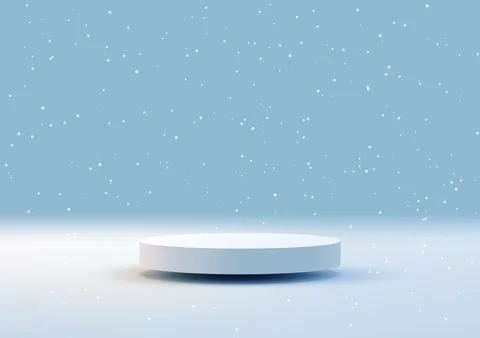 White podium display on snow surface with blue background for winter produc.. Stock Illustration