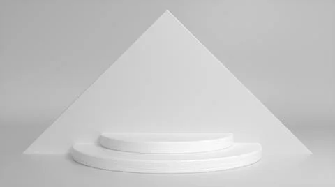 White podium on grey abstract triangular background. Blank showcase mockup wi Stock Illustration