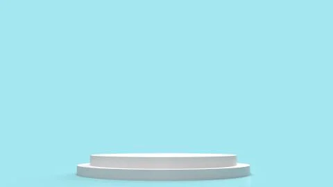 White Podium platform on blue background 3d rendering. Stock Illustration