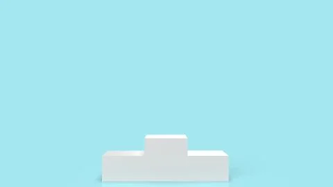 White Podium platform on blue background 3d rendering. Stock Illustration