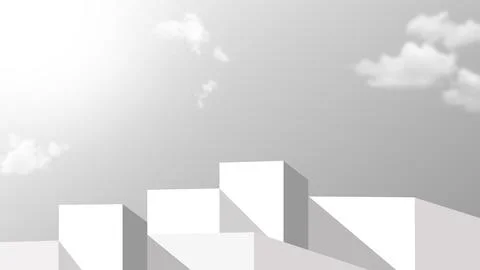 White podium for product display and advertising horizontal on grey sky wit.. Stock Illustration