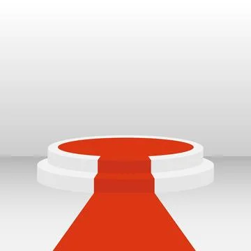 White podium with red carpet stage award ceremony empty pedestal vector Stock Illustration
