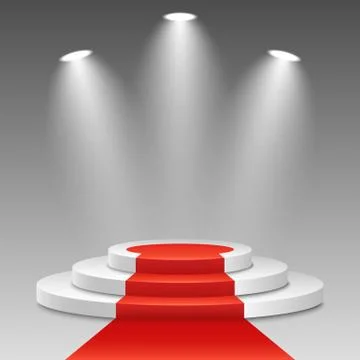 White podium with a red carpet on a transparent background. The winner is in Stock Illustration