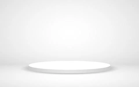 White podium. Round empty stage. Realistic circle with soft shadow. Product Stock Illustration