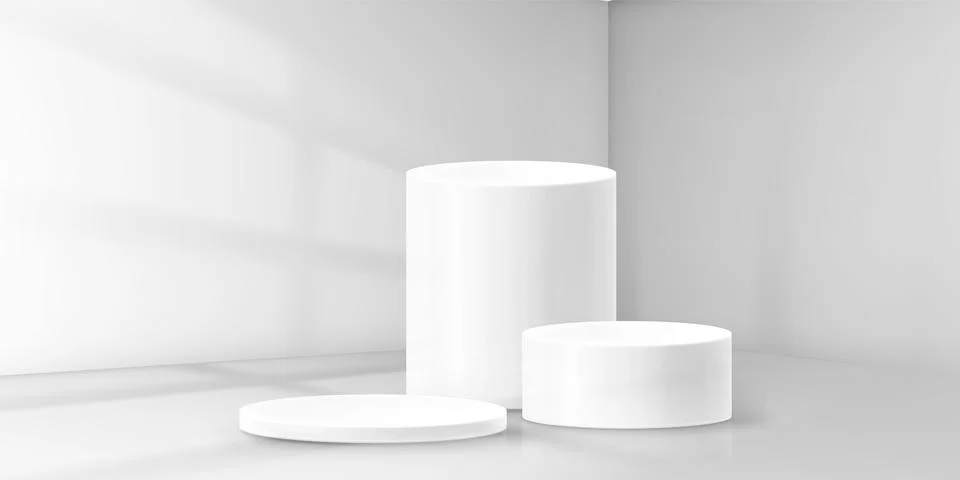 White podium set with soft shadows Stock Illustration