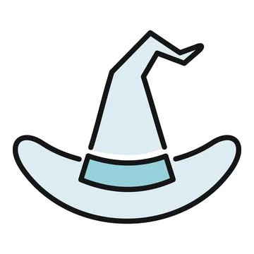 White pointed witch hat icon for halloween and fantasy Stock Illustration