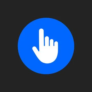 White Pointer on Blue Rounded Background. Isolated Swipe Up Icon. Minimalistic Stock Illustration