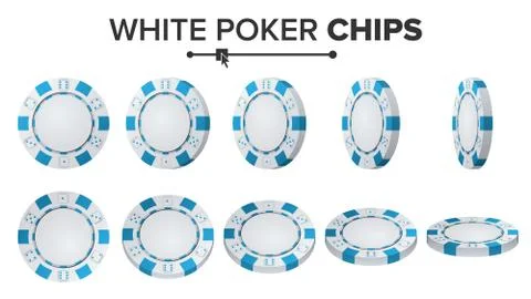 White Poker Chips Vector. 3D Set. Plastic Round Poker Chips Sign Isolated On Stock Illustration