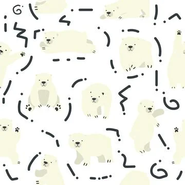 White polar bears seamless pattern Illustrazione stock