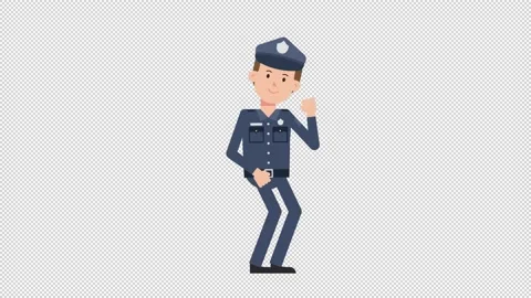 White Policeman Dancing Stock Footage 205045193
