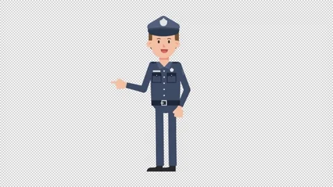White Policeman Pointing Left Stock Footage 205045340