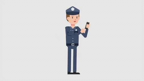 White Policeman Using Phone Video stock 205045524