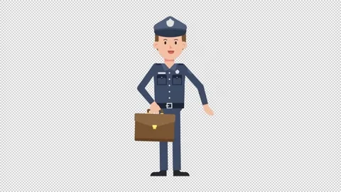 White Policeman Waving with Briefcase Video stock 205045222