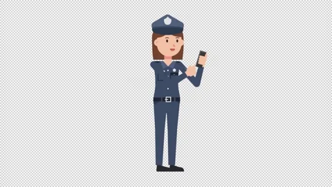 White Policewoman Using Phone Stock Footage 205047889