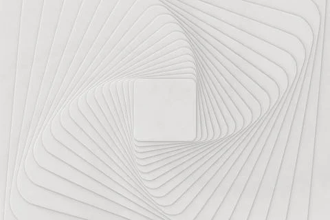 White poligon construction. twisted layers. 3D illustration Stock Illustration