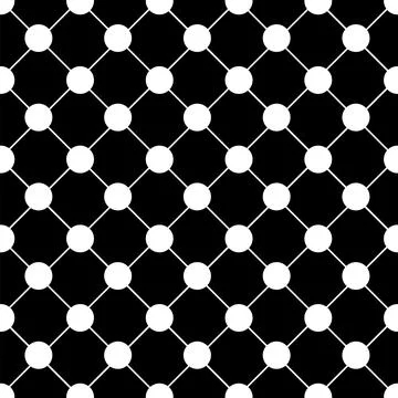 White Polka dot Chess Board Grid Black Background Stock Illustration