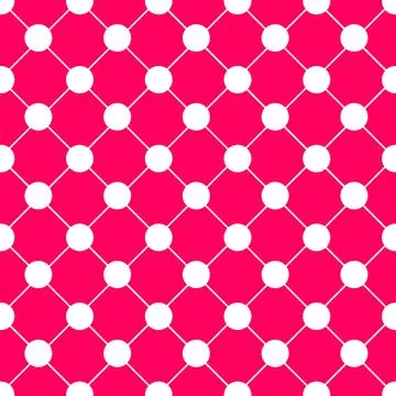 White Polka dot Chess Board Grid Hot Pink Background Illustrazione stock