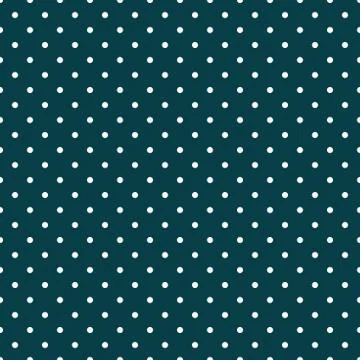 White polka dots seamless repeating pattern green background vector Stock Illustration