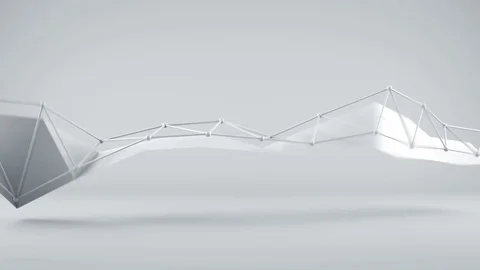 White polygonal shape waving 3D render animation loopable 4k UHD (3840x2160) Stock Footage 71476986