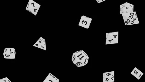White Polyhedral Dice Falling Loop with Alpha Matte Stock Footage 139208958