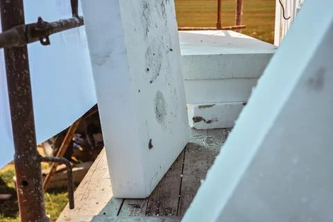 White polystyrene foam board blocks for heat insulation ready at constructi.. Stock Photos
