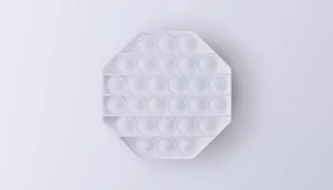 White Pop it isolated on a white background. Realistic vector 3D illustration Illustrazione stock