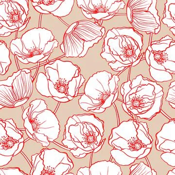 White poppies Stock Illustration