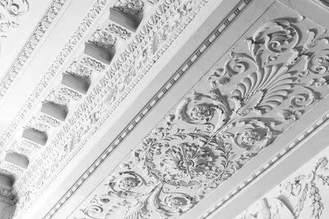 White portico design elements in rococo style Stock Photos