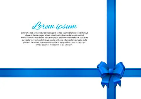 White post card with blue bow and ribbon Stock Illustration