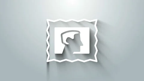 White Postal stamp icon isolated on grey background. 4K Video motion graphic Stock Footage 145990294