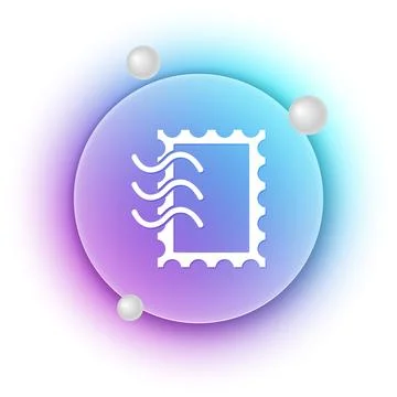 White Postal stamp icon isolated on white background. Blue and purple gradi.. Illustrazione stock