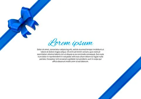 White postcard with blue bow and text Stock Illustration