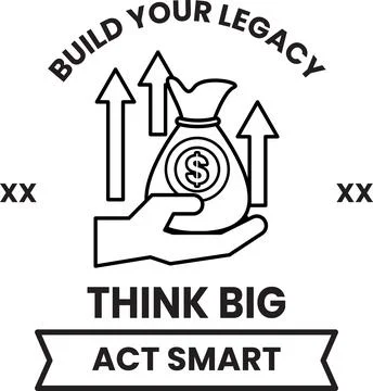 A white poster with a black background that says "Think Big Act Smart" Stock Illustration