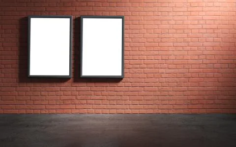 White poster in black frame mock up. Stock Illustration