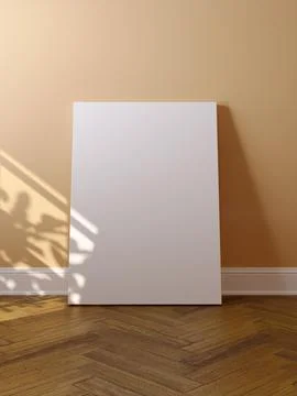 White poster on floor with blank frame mockup for you design Stock-Illustration