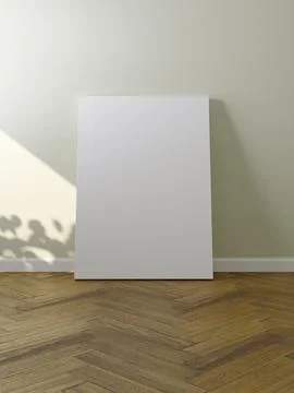 White poster on floor with blank frame mockup for you design 스톡 일러스트