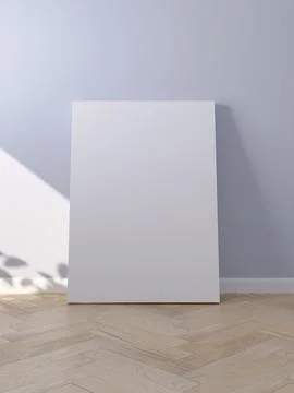White poster on floor with blank frame mockup for you design Stock-Illustration