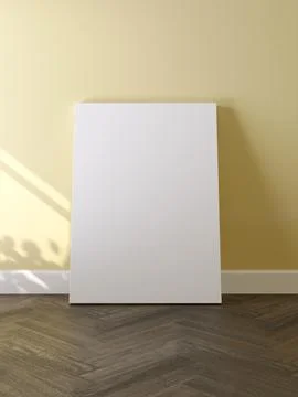 White poster on floor with blank frame mockup for you design Иллюстрация